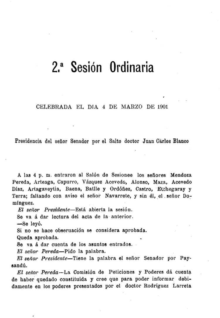 DIARIO DE SESIONES DE LA CAMARA DE SENADORES del 04/03/1901